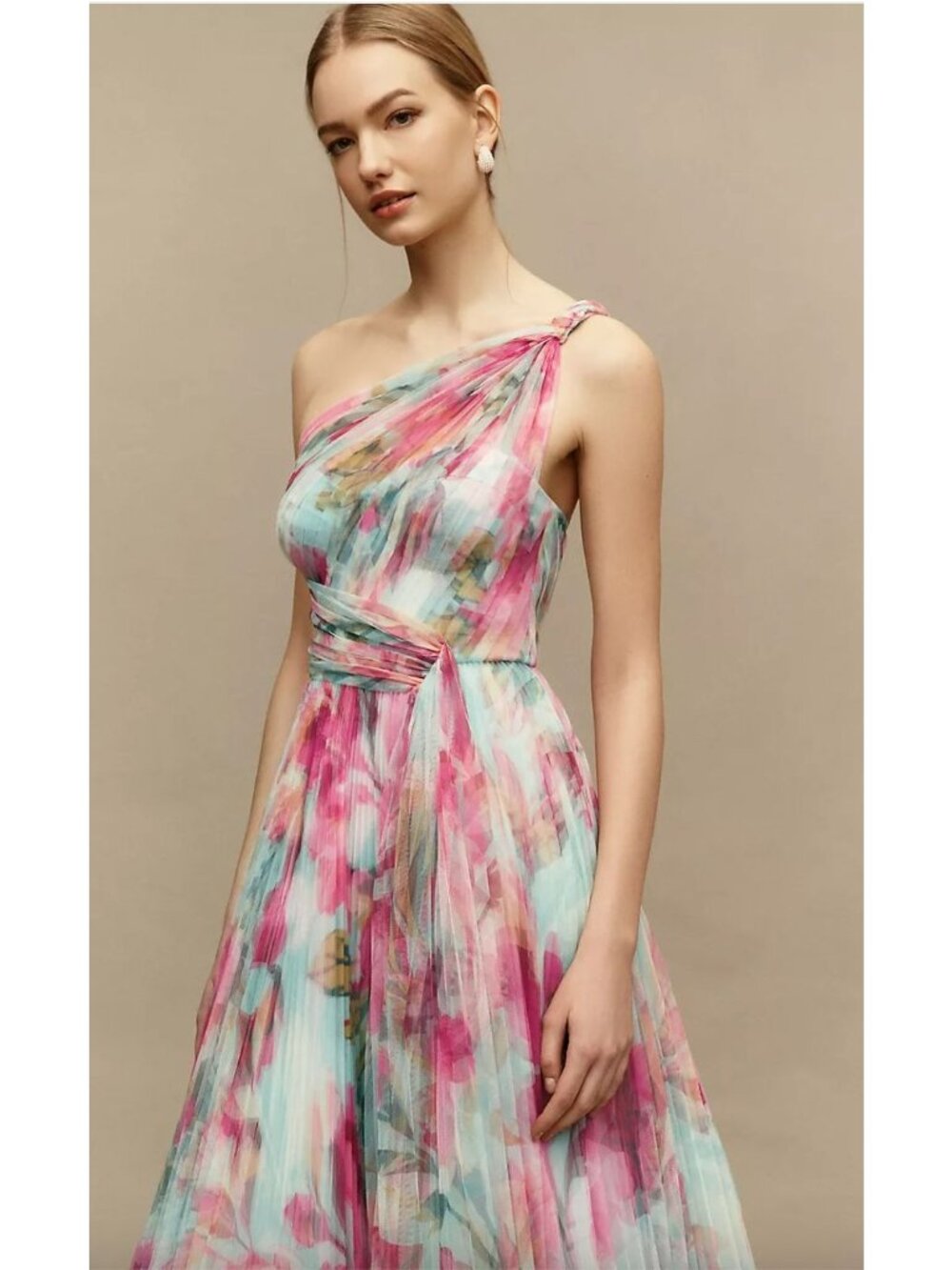 Anthropologie Hutch Phillippa Hutch Tulle One-Shoulder Midi Dress Size 10 - Picture 4 of 7